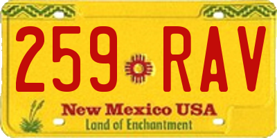 NM license plate 259RAV