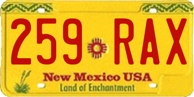 NM license plate 259RAX