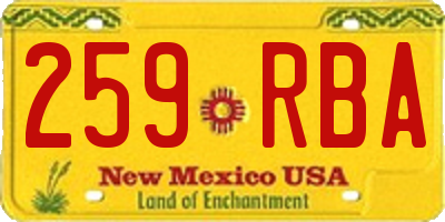 NM license plate 259RBA