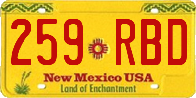 NM license plate 259RBD