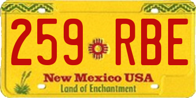 NM license plate 259RBE