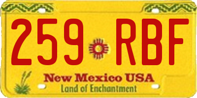 NM license plate 259RBF