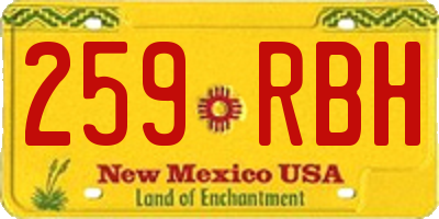 NM license plate 259RBH