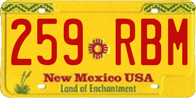 NM license plate 259RBM