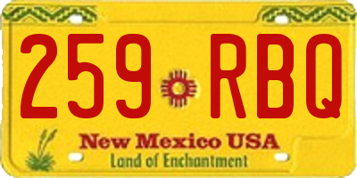 NM license plate 259RBQ