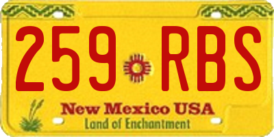 NM license plate 259RBS