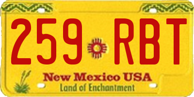 NM license plate 259RBT
