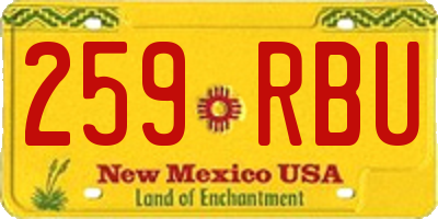 NM license plate 259RBU