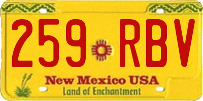 NM license plate 259RBV