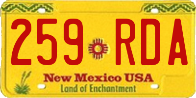 NM license plate 259RDA