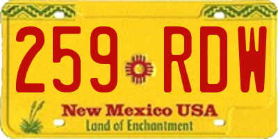 NM license plate 259RDW