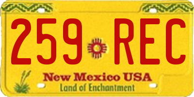 NM license plate 259REC