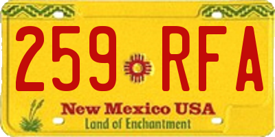 NM license plate 259RFA