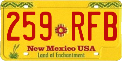NM license plate 259RFB