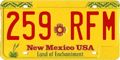 NM license plate 259RFM