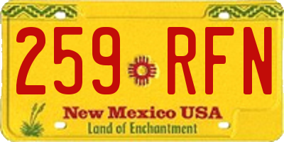 NM license plate 259RFN