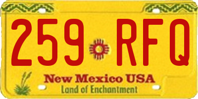 NM license plate 259RFQ