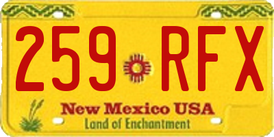NM license plate 259RFX