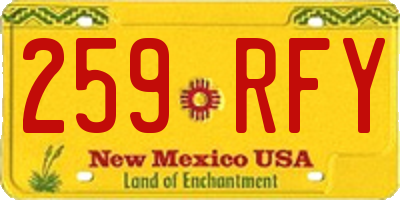 NM license plate 259RFY