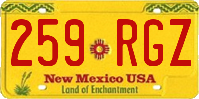 NM license plate 259RGZ