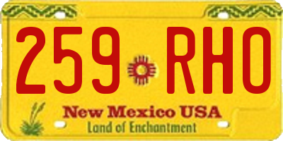 NM license plate 259RHO