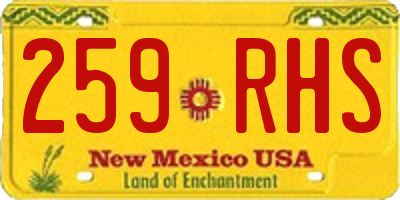 NM license plate 259RHS