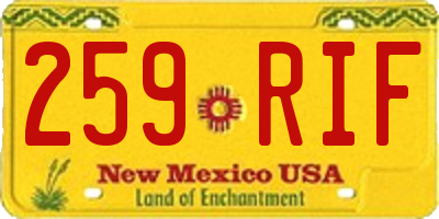 NM license plate 259RIF