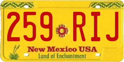 NM license plate 259RIJ