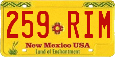 NM license plate 259RIM