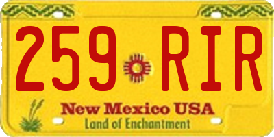 NM license plate 259RIR