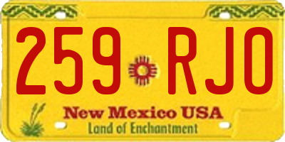 NM license plate 259RJO