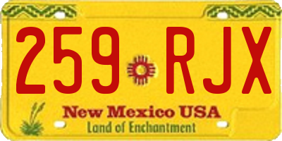 NM license plate 259RJX