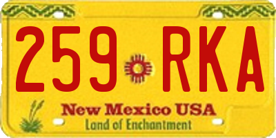 NM license plate 259RKA