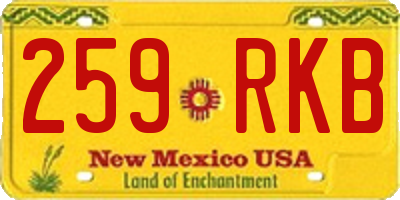 NM license plate 259RKB