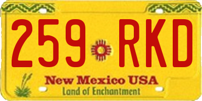 NM license plate 259RKD