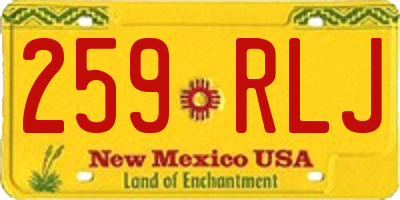NM license plate 259RLJ