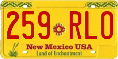 NM license plate 259RLO