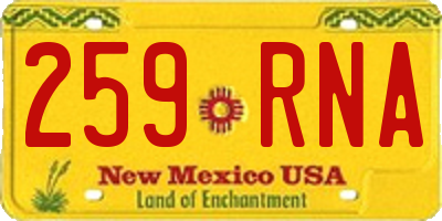 NM license plate 259RNA