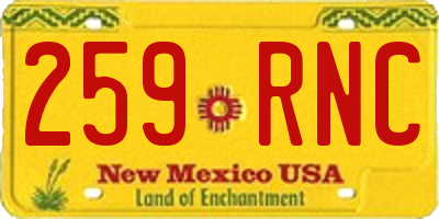 NM license plate 259RNC