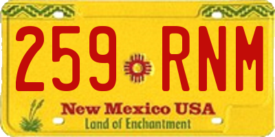 NM license plate 259RNM