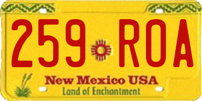 NM license plate 259ROA