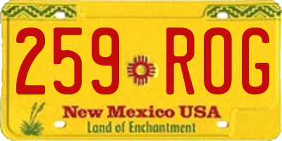 NM license plate 259ROG