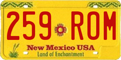NM license plate 259ROM