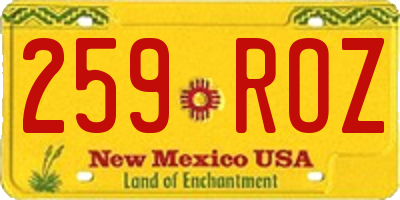 NM license plate 259ROZ