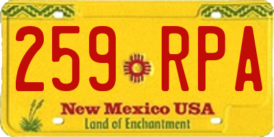 NM license plate 259RPA
