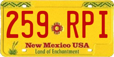 NM license plate 259RPI