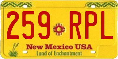 NM license plate 259RPL