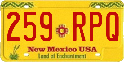 NM license plate 259RPQ