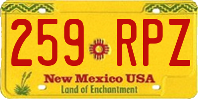 NM license plate 259RPZ