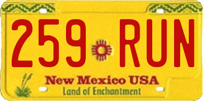 NM license plate 259RUN